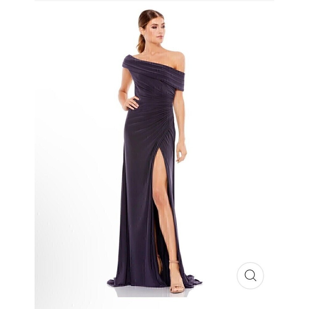 Mac Duggal 26517 Off The Shoulder Gown in Charcoal